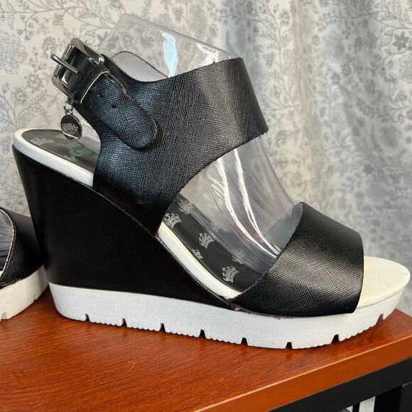 Juicy Couture Black Wedge Sandals Sz 10 Y2K Platform Vintage 2000s retro chunky - Picture 10 of 14